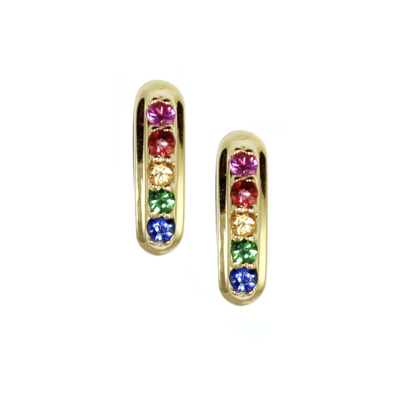 Sapphire and Tsavorite Garnet Rainbow Earrings