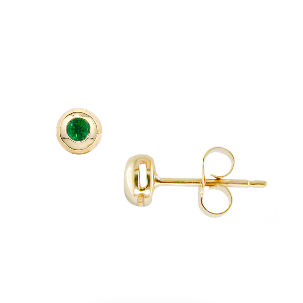 Single Emerald Stud Earrings