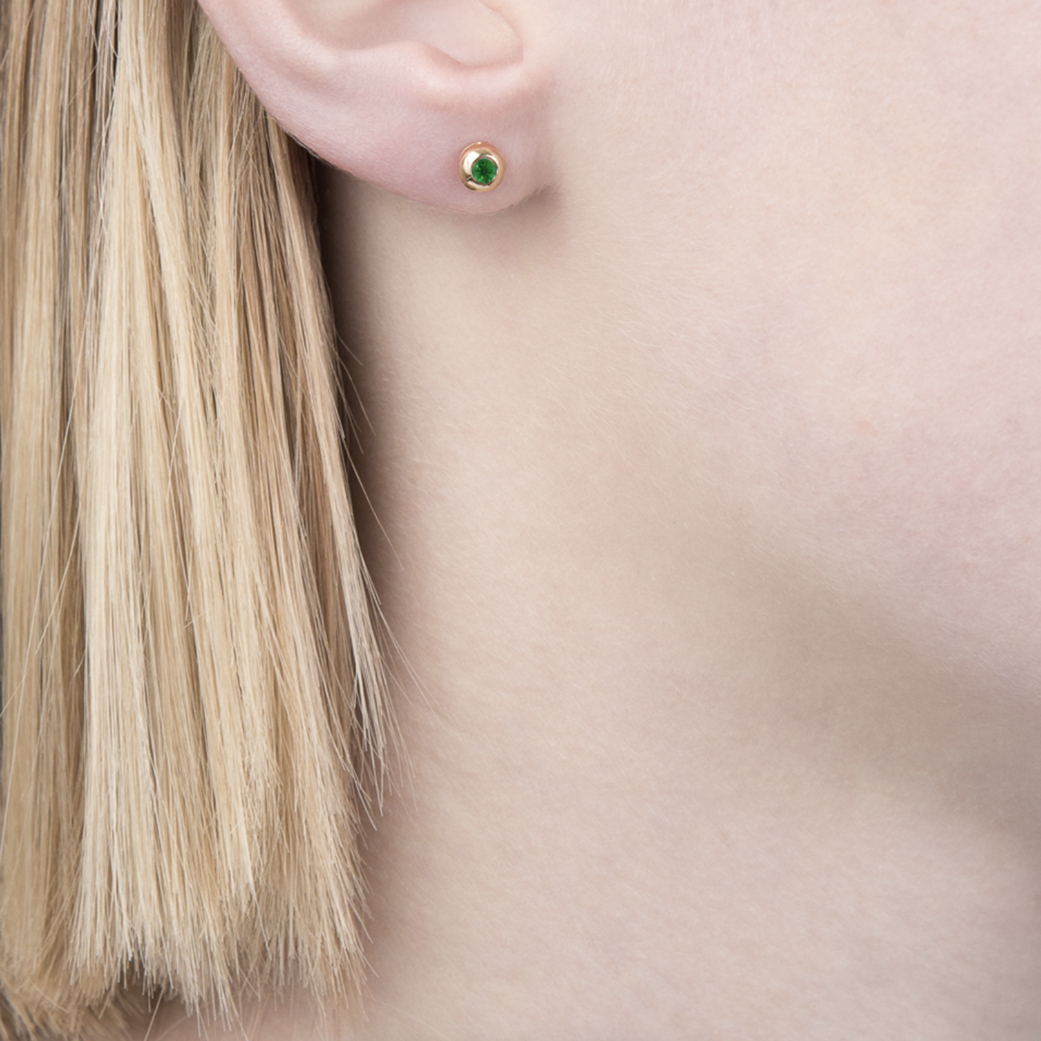 Single Emerald Stud Earrings