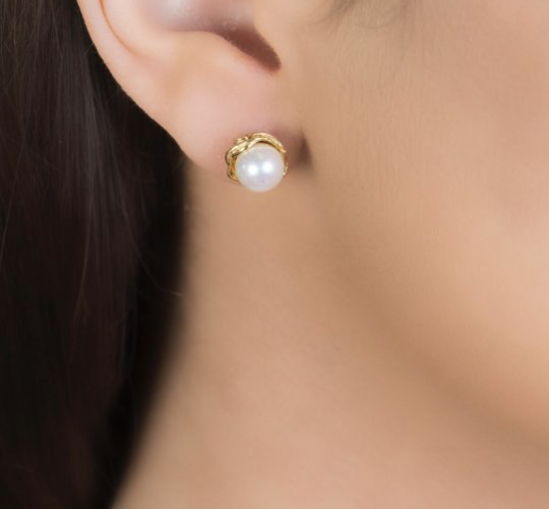 Single Pearl Stud Earrings
