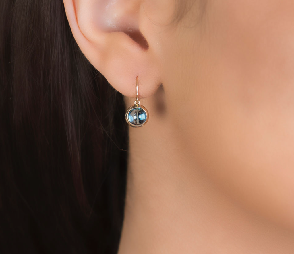 Classic Bubble Blue Topaz Drop Earrings