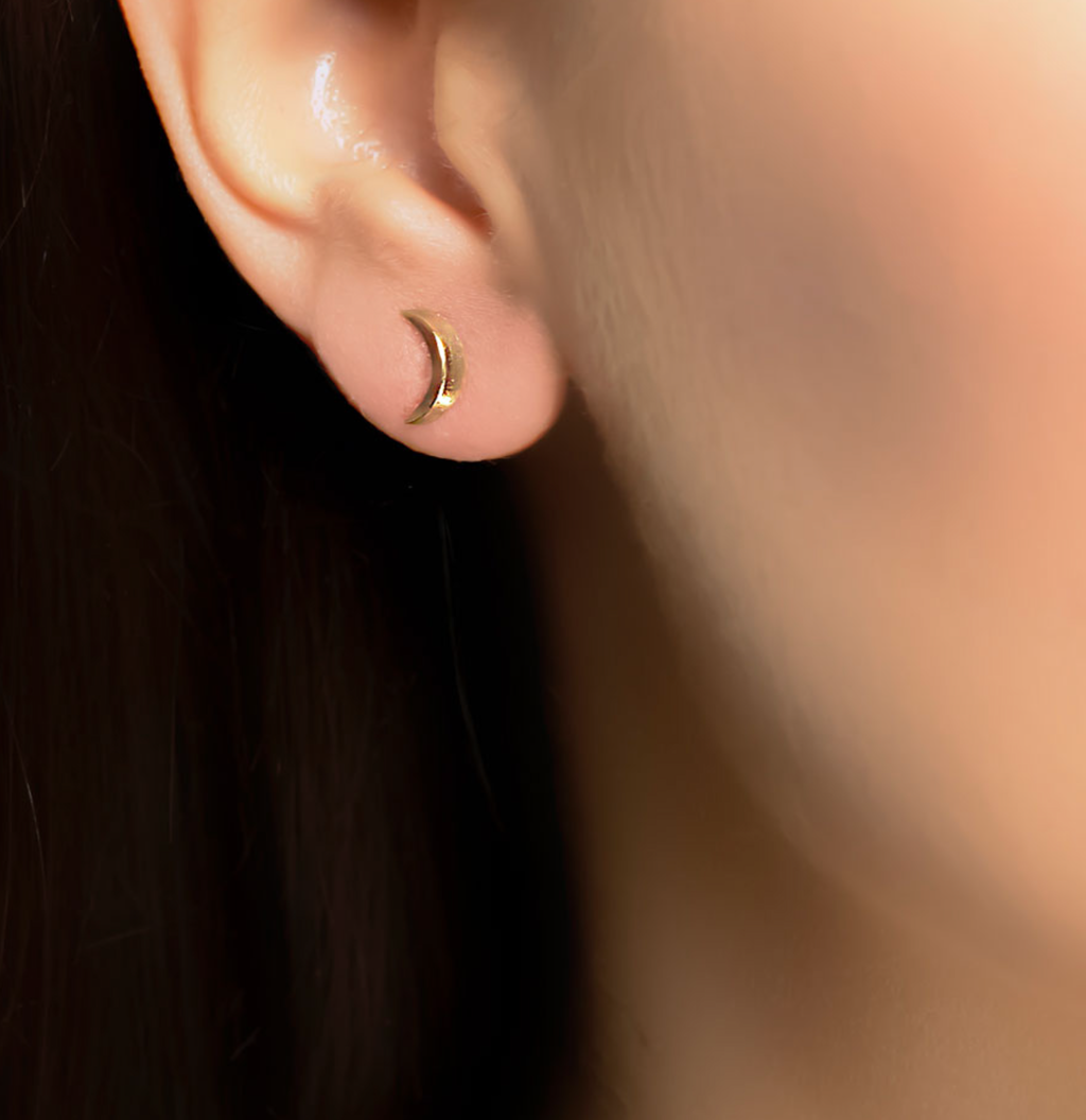 Classic Starry Night 3D Moon Stud Earrings